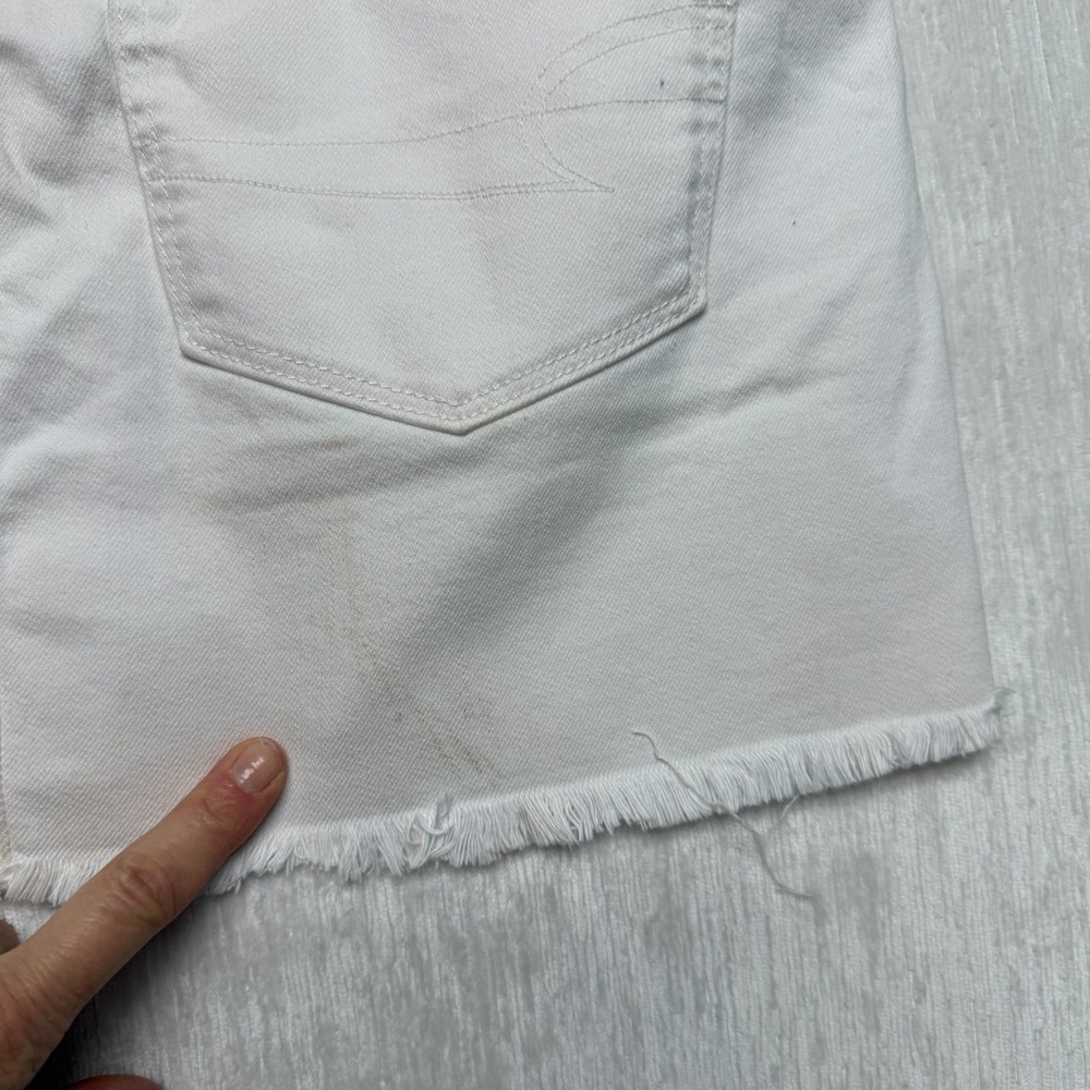 American Eagle Outfitters High Rise Mini Skirt Womens 6 White Stretch Frayed Hem - Picture 10 of 12